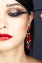 Close-up shot of woman eye makeup Royalty Free Stock Photo