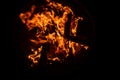 Close up shot of flames in the fire pit at night Royalty Free Stock Photo