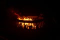 Close up shot of flames in the fire pit at night Royalty Free Stock Photo