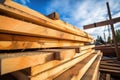 close-up shot of wooden boards for boat construction Royalty Free Stock Photo