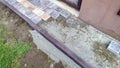 Close-up shot of a worker expertly laying paving stones during a renovation. Royalty Free Stock Photo