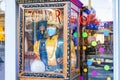 Close up shot of a Zoltar machine with face mask at Downtown Las Vegas