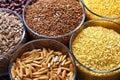 close-up shots of different types of malt, barley, and hops