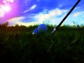 Close-up shots of golf ball strike Royalty Free Stock Photo