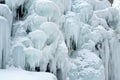 Close-up shots of the spectacular ice falls in the mountainous area. Royalty Free Stock Photo