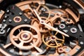 close-up shots of watch pieces, including faces, gears, cases, and bands
