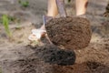 A close up of shovel in the ground