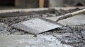 Spade Spreading Fresh Cement on Construction Site During Daytime Royalty Free Stock Photo
