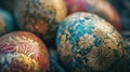 Heirloom Easter Eggs with Intricate Patterns Close-Up
