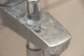 Plumbing fixtures cleaning process from limescale Royalty Free Stock Photo