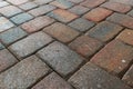 Close up showing driveway area sealant to protect the bricks paving. New construction, South Florida