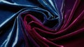 Luxurious Velvet Fabric in Blue and Pink is Draped and Folded, Showing Depth and Texture Royalty Free Stock Photo