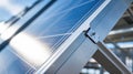 Close up of Blue Solar Panel Installation With Metal Support Structure Royalty Free Stock Photo