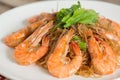 Close up. Shrimp baked with vermicelli, delicious Thai food.