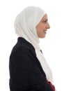 Close up side portrait of A healthy muslim woman with hejab smiling Royalty Free Stock Photo