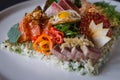 Close Up Side Shot Angle of Creative Plate of Chirashi Royalty Free Stock Photo