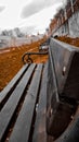 Close up of a side view of bench texture