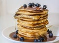 Stack of pancakes with fresh blueberries Royalty Free Stock Photo