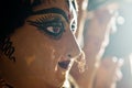 Close up side view face of Goddess Maa Durga Idol. A symbol of strength and power as per Hinduism. Portrait was taken during Durga Royalty Free Stock Photo