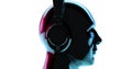 Close up side view portrait futuristic cyberpunk