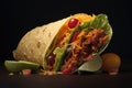 close-up side view of a taco with a chili pepper sticking out