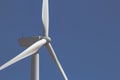 Close up, side view of a wind tower turbine electricity generator, renewable energy source Royalty Free Stock Photo