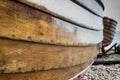Close up of the side of a wooden fishing boat Royalty Free Stock Photo