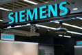 Close up SIEMENS brand logo sign