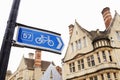 Close Up Of Sign For Cycle Path In Oxford City