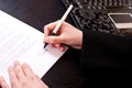Close-up of signing papers Royalty Free Stock Photo