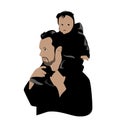 close-up silhouette illustration of a father and daughter playing together