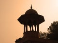 Close up silhouette of Taj Mahal`s adjacent buildings. Agra, India.Muslim islamic architecture style. Sunset. Most beautiful Royalty Free Stock Photo