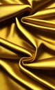 Close up silk fabric yellow, luxury themed abstract background. Silk fabric golden, satin fabric wave background. Royalty Free Stock Photo