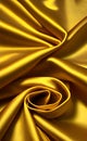 Close up silk fabric yellow, luxury themed abstract background. Silk fabric golden, satin fabric wave background.