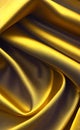 Close up silk fabric yellow, luxury themed abstract background. Silk fabric golden, satin fabric wave background. Royalty Free Stock Photo