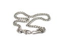 close-up of silver chain metal dog collar isolated on white background