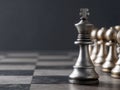 close-up of silver chess king on a chessboard Royalty Free Stock Photo
