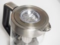 Close-up of a silver metal electric kettle Royalty Free Stock Photo