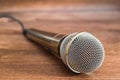 Close-up of a silver-colored musical microphone Royalty Free Stock Photo