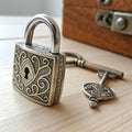 Close-up Silver Padlock with Key, Symbolizing Security Royalty Free Stock Photo