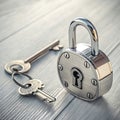 Close-up Silver Padlock with Key, Symbolizing Security Royalty Free Stock Photo