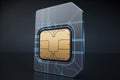A close up of a SIM card with circuit lines showcasing technology and digital communication systems Royalty Free Stock Photo