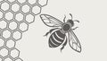 Close-Up of a Single Bee on Honeycomb, Insect Macro Art, vector design Generative AI Royalty Free Stock Photo
