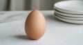 Close-up of a single brown chicken egg on a marble surface Royalty Free Stock Photo