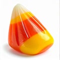 Close up of a Single Colorful Candy Corn Treat Isolated on White Backdrop Royalty Free Stock Photo