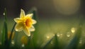 Close up of a single daffodil in beautiful morning sunlight. Ai generative