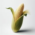 close up Single ear of corn isolated on white background. ai generative Royalty Free Stock Photo