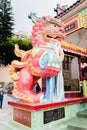 Closeup of Single Lion ststue in Tin Hau Temple or Kwun Yam Shrine