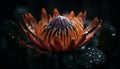 Close up of single lotus flower in wet pond, underwater beauty generated by AI