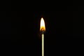 Close up Single matchstick burning isolated on black background Royalty Free Stock Photo